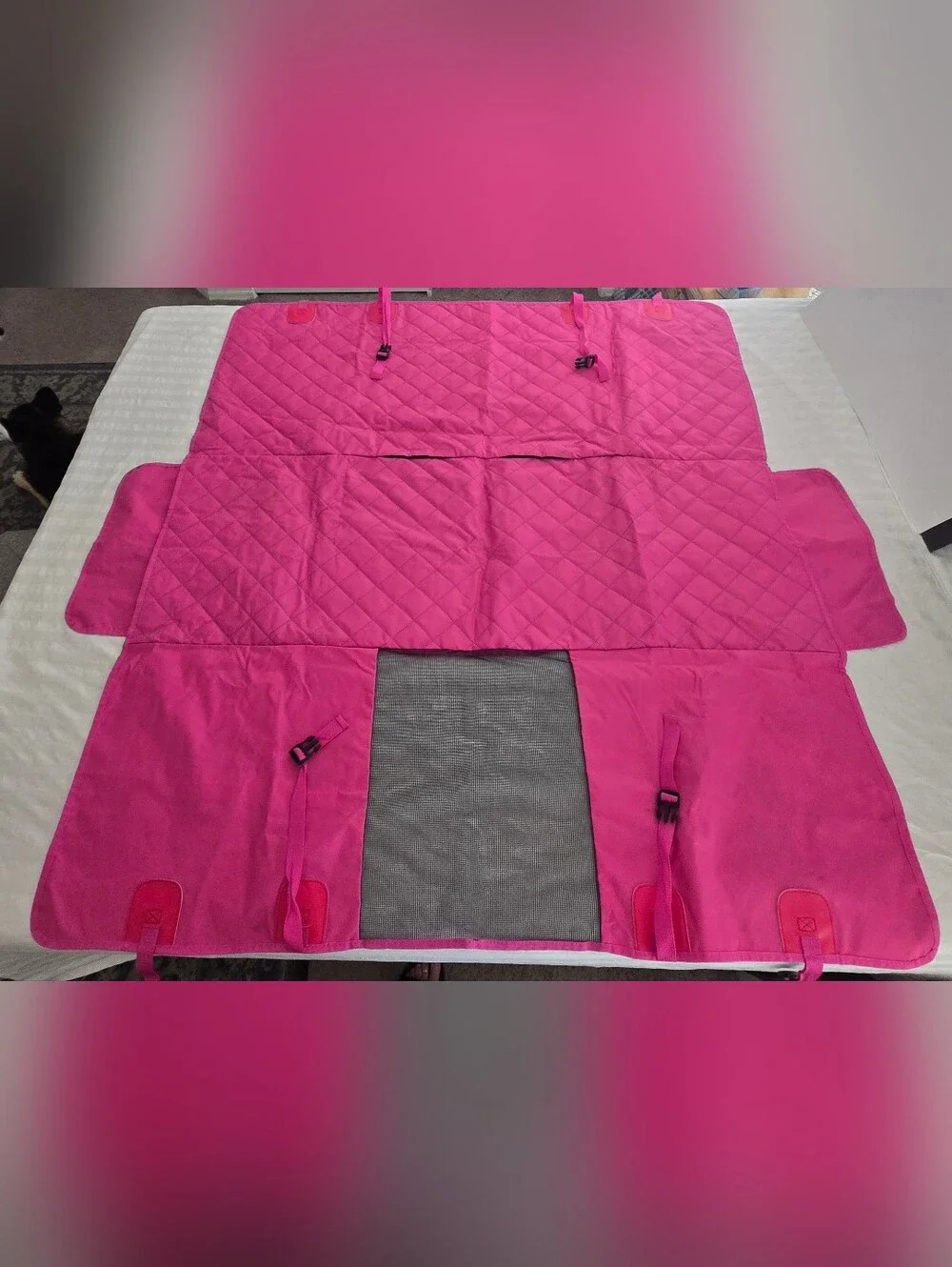 Pet Travel Seat Cover for Cars - Pink Quilted Dog Carrier Mat